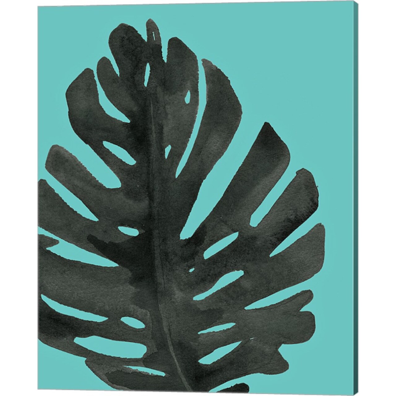 Tropical Palm I BW Turquoise by Wild Apple Portfolio 16" x 20" Canvas Wall Art